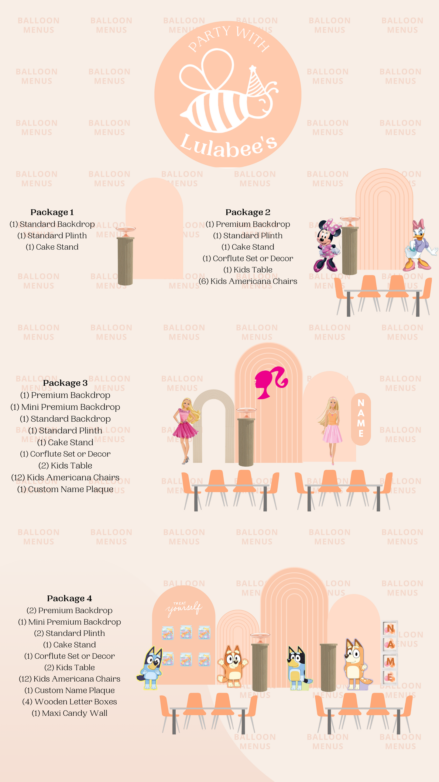 Party With Lulabee’s - Client Balloon Menu