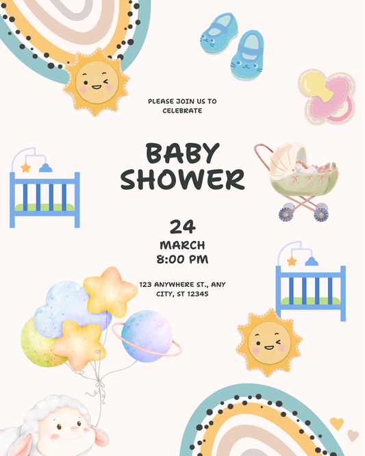 Blue And Beige Colorful Baby Shower Mobile Video