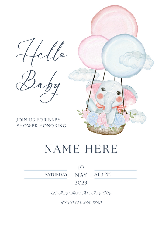White Minimal Animal Baby Shower Free Invitation