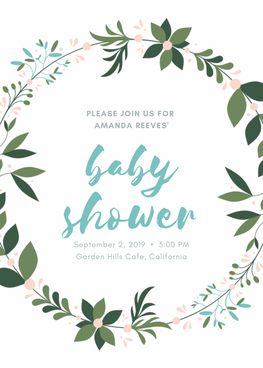 Mint Wreath Baby Shower Invitation