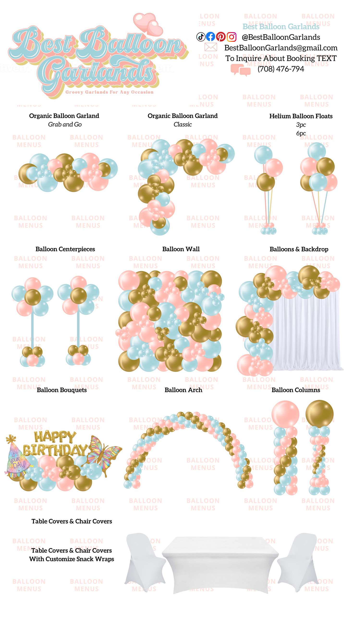 Best Balloon Garlands - Client Balloon Menu
