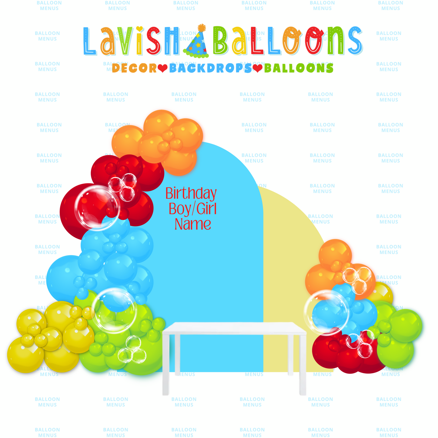 Little Lavish (Large Party Focal Point Illustrations)- Client Balloon Menu