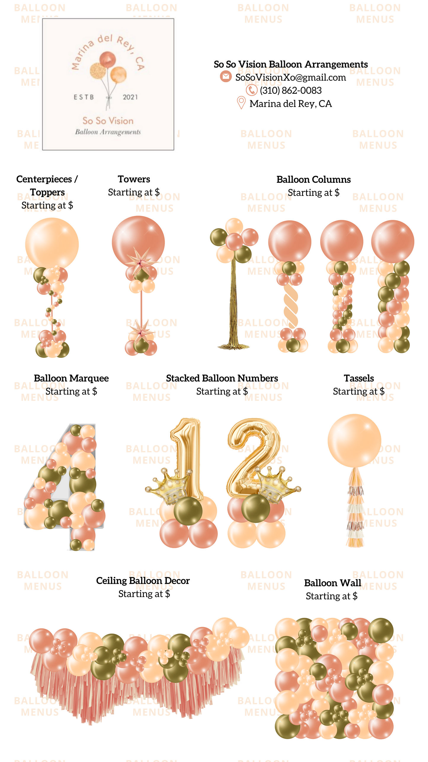 So So Vision Balloon Arrangements - Client Balloon Menu