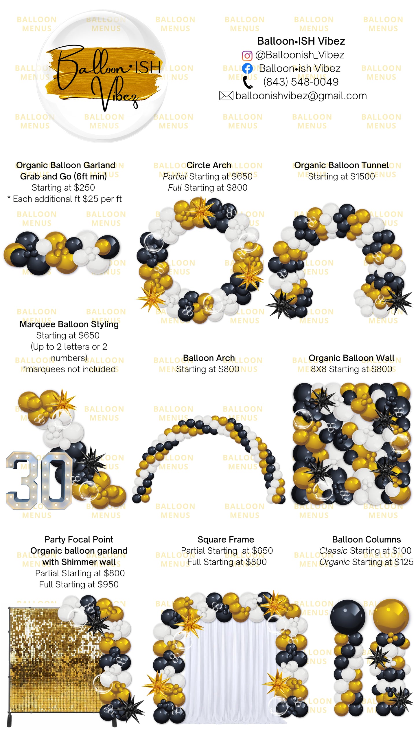 Balloonist Vibes - Client Balloon Menu