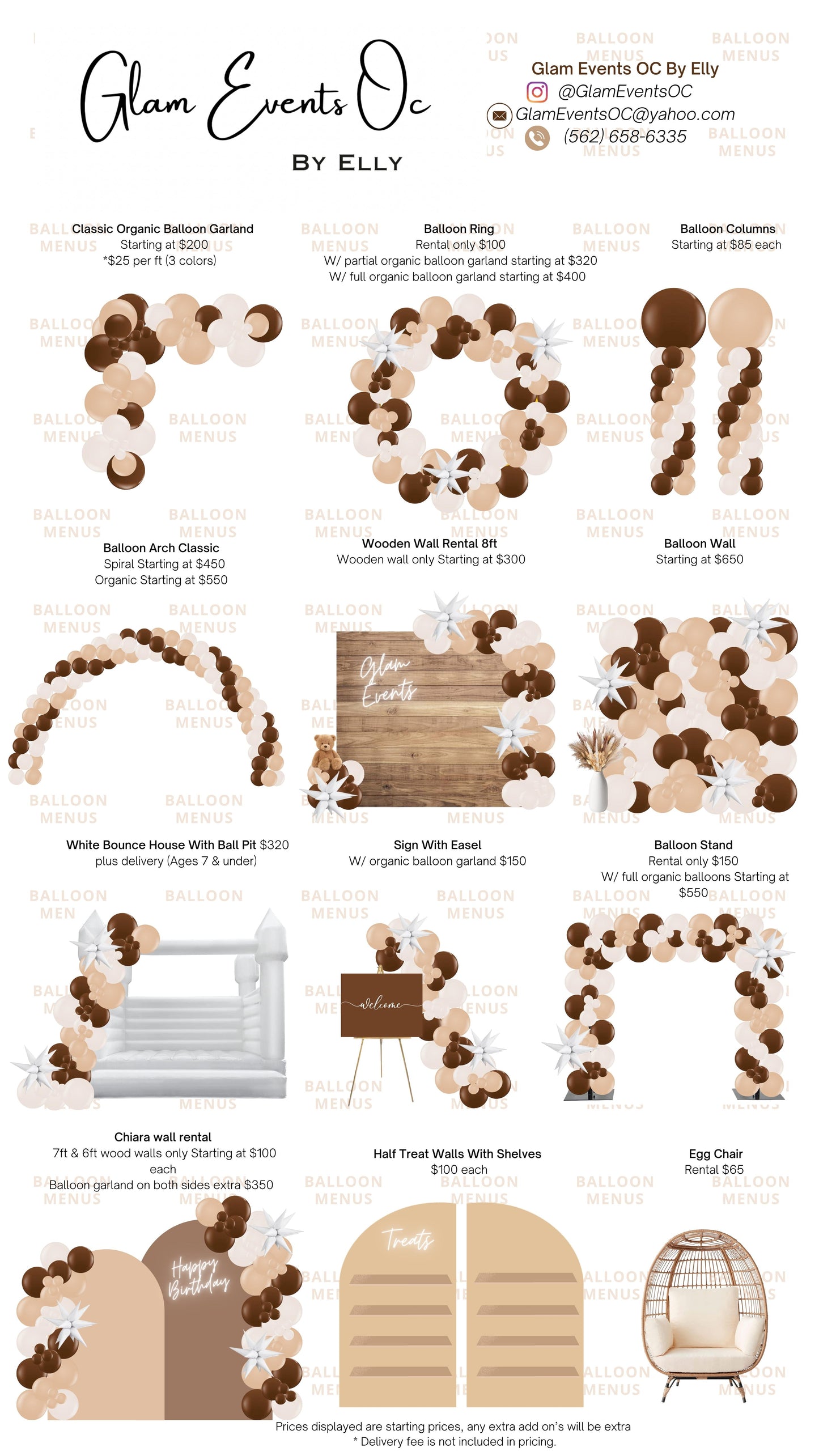 Glam Events OC - Client Balloon Menu