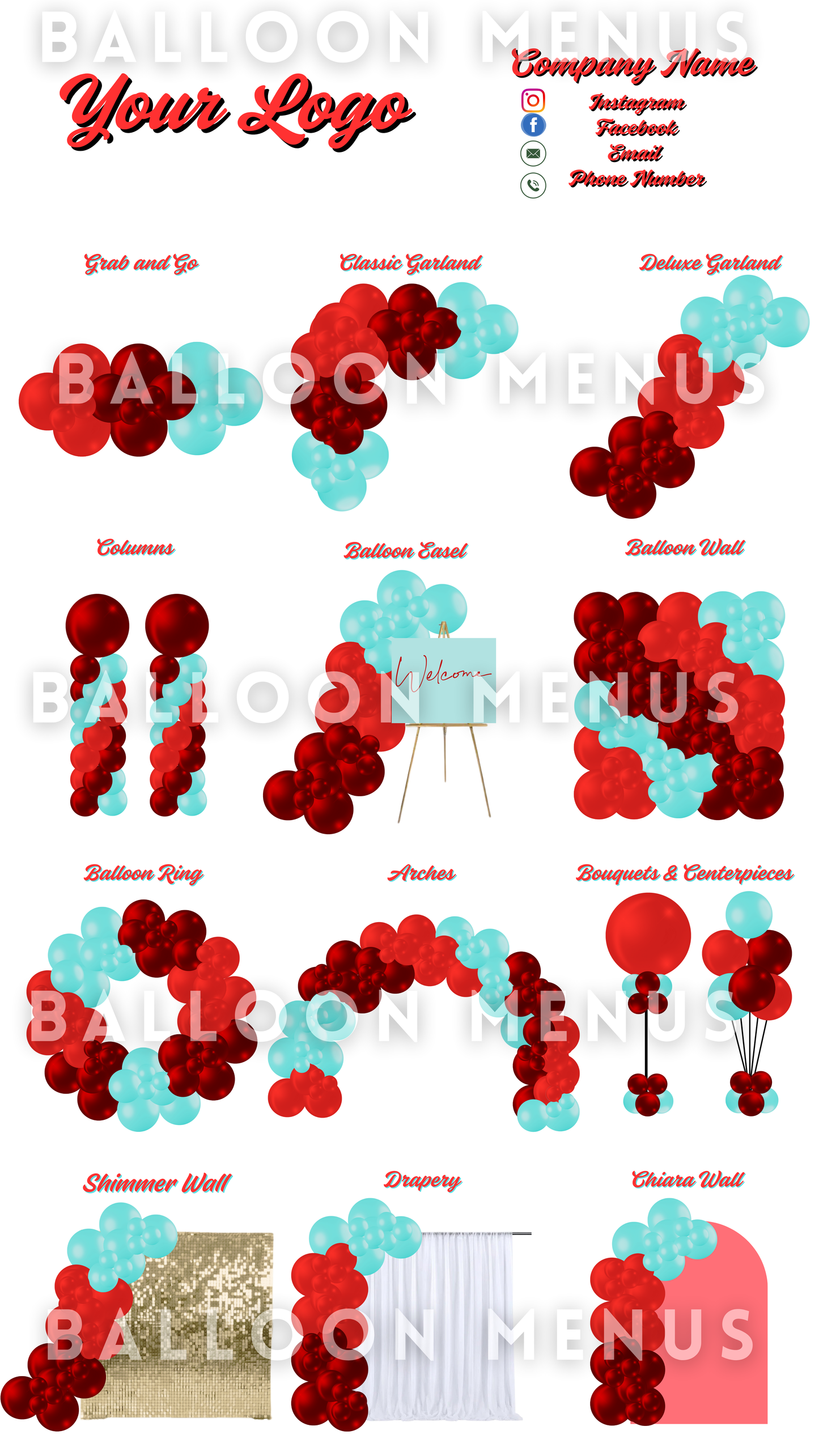 Premade Editable large Balloon Menu (Red and Blue)