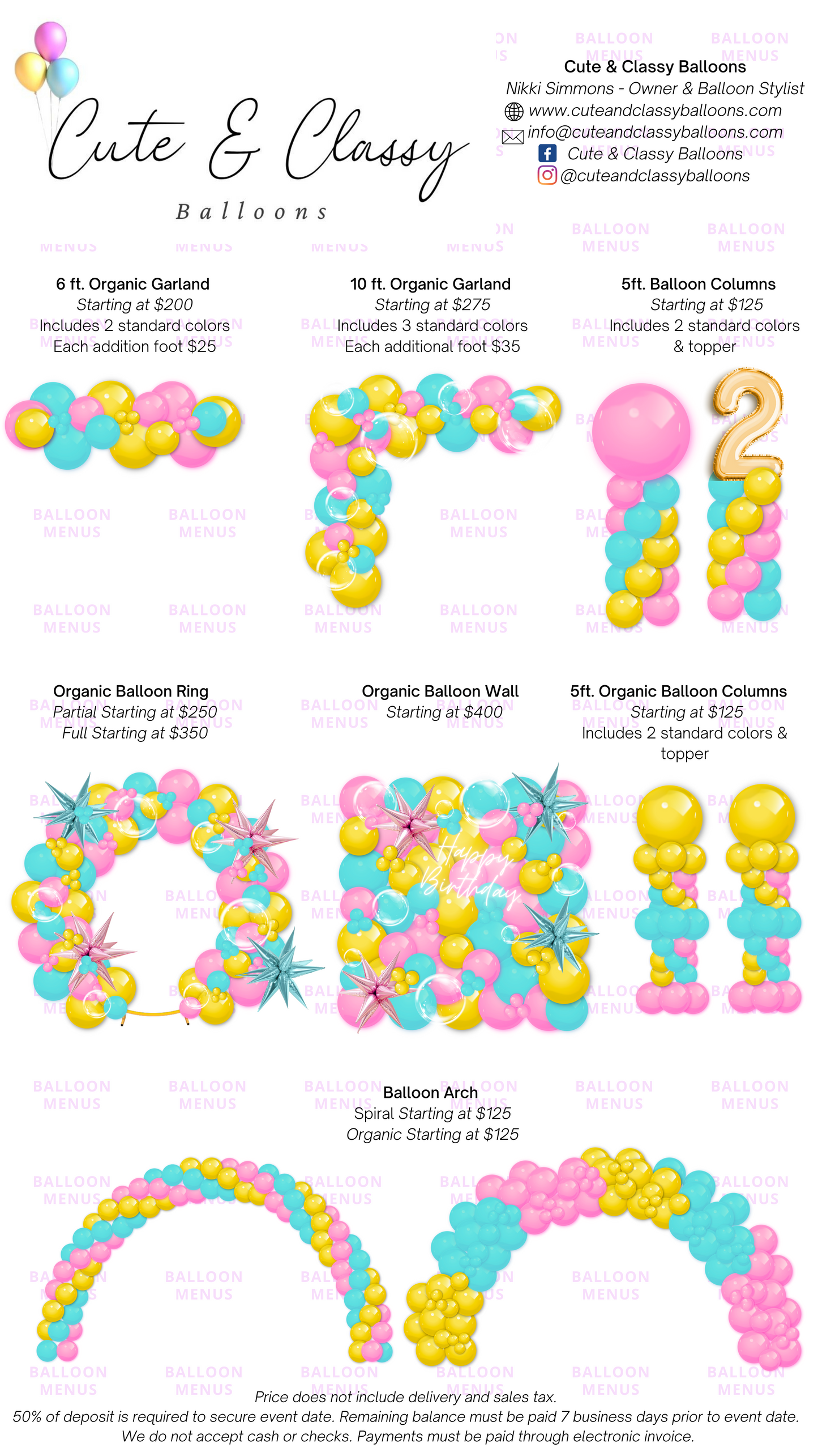 Cute and Classy Balloons  - Client Balloon Menu