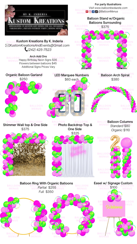 Kustom Kreations - Client Balloon Menu