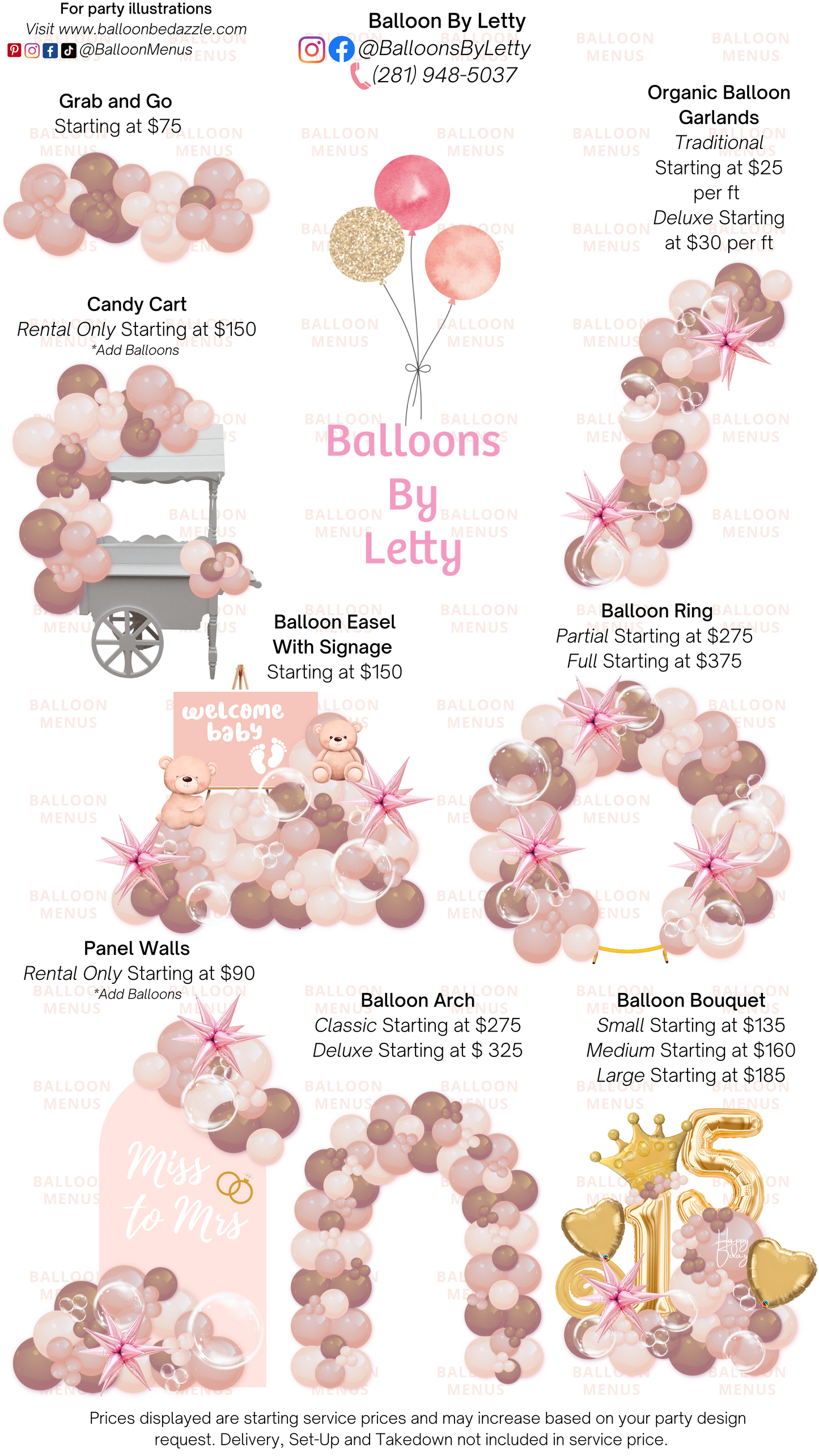 Balloons By Letty - Client Balloon Menu