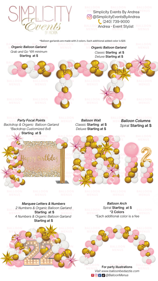 Simplicity Events By Andrea- Client Balloon Menu